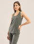 Tank top in ribbed tricot with round neckline and sleeveless
